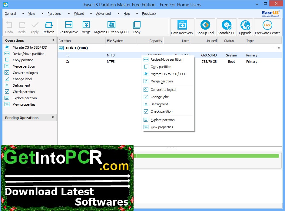easeus partition master free screenshot