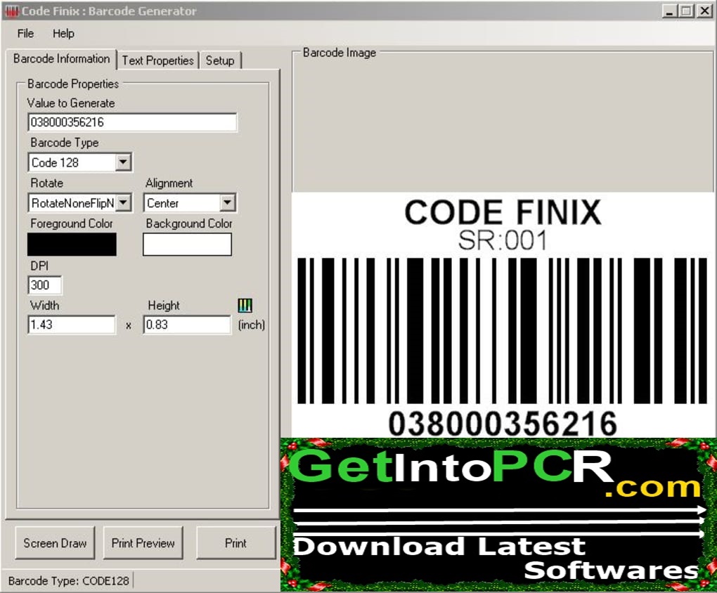 software barcode screenshot