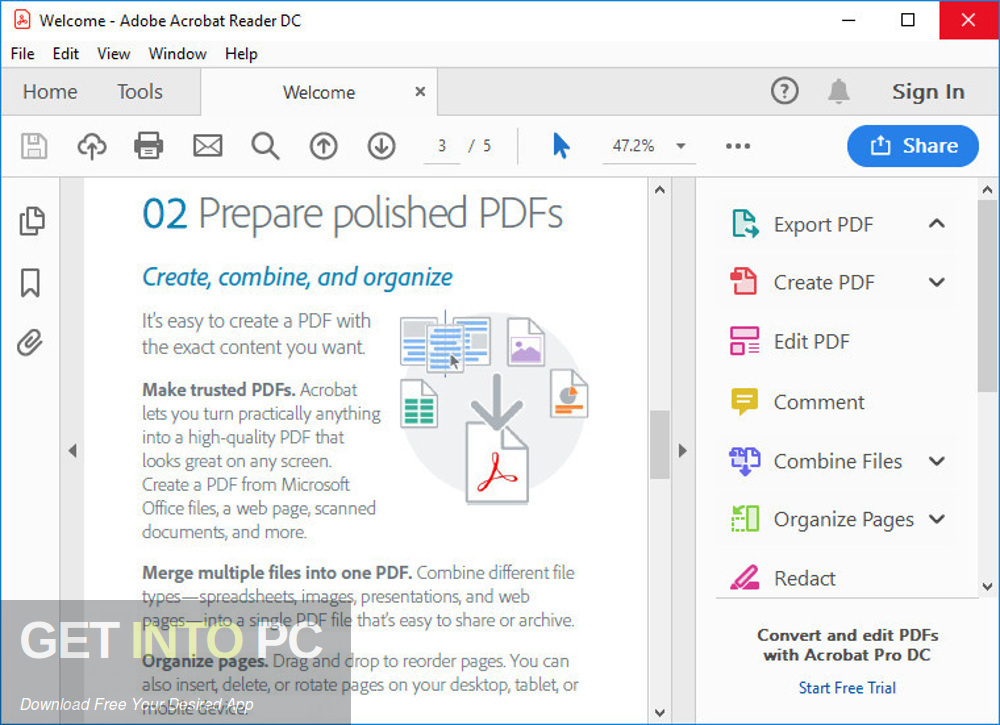 Adobe Acrobat Reader DC 2020 Direct Link Download GetintoPC.com