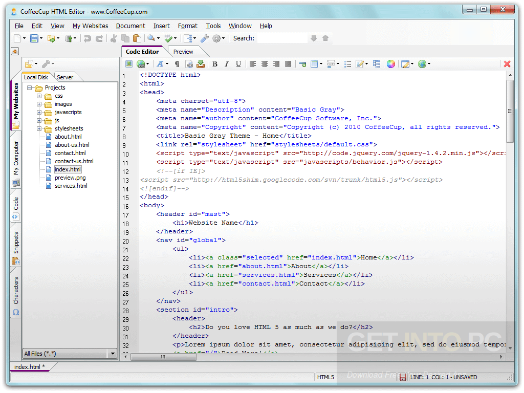 CoffeeCup HTML Editor Offline Installer Download
