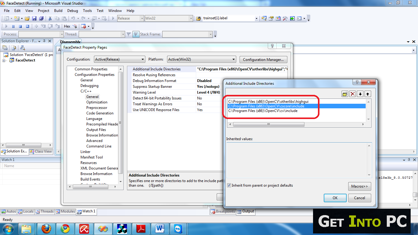 Additional directories. Additional include directories.