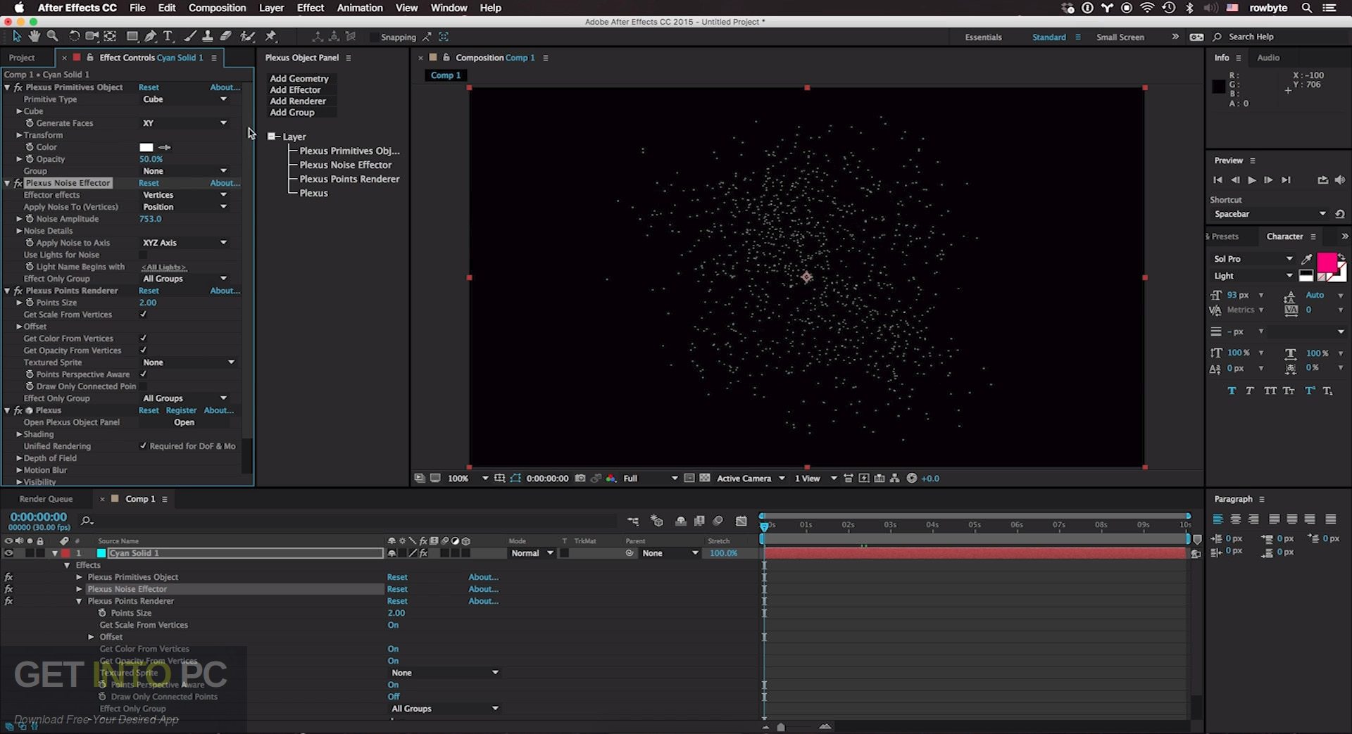 Rowbyte Plexus for Adobe After Effects for Mac OS X Direct Link Download-GetintoPC.com