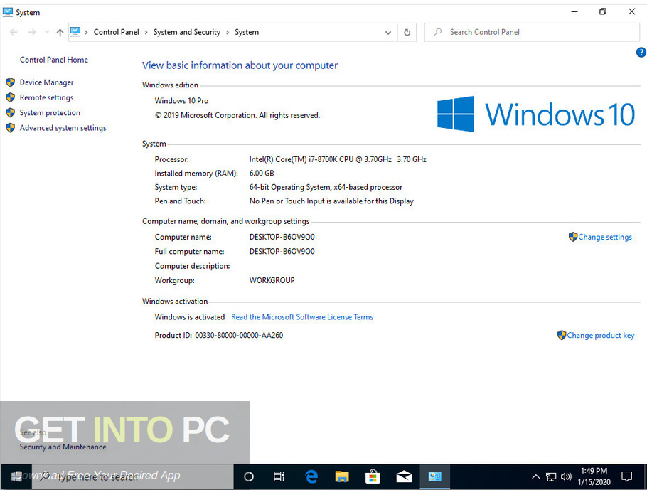 Windows 10 Pro Updated Jan 2020 Screenshot 5 GetintoPC.com