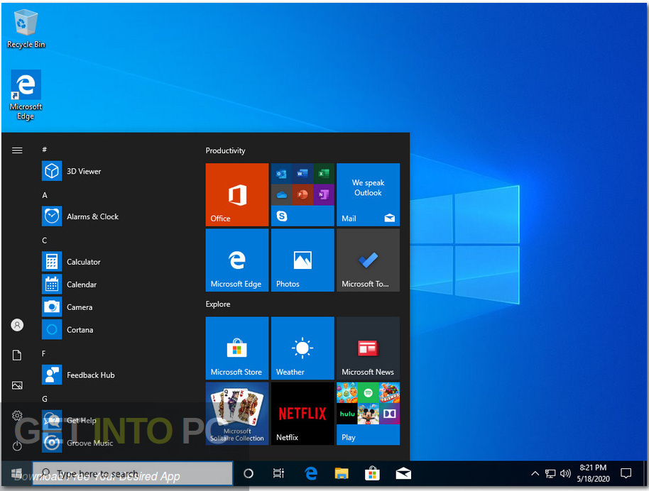 Windows 10 Pro Updated May 2020 Screenshot 7 GetintoPC.com
