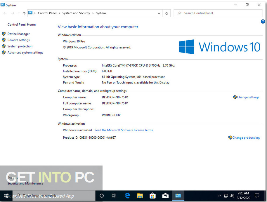 Windows 10 Pro incl Office 2019 Mar 2020 Screenshot 2 GetintoPC.com
