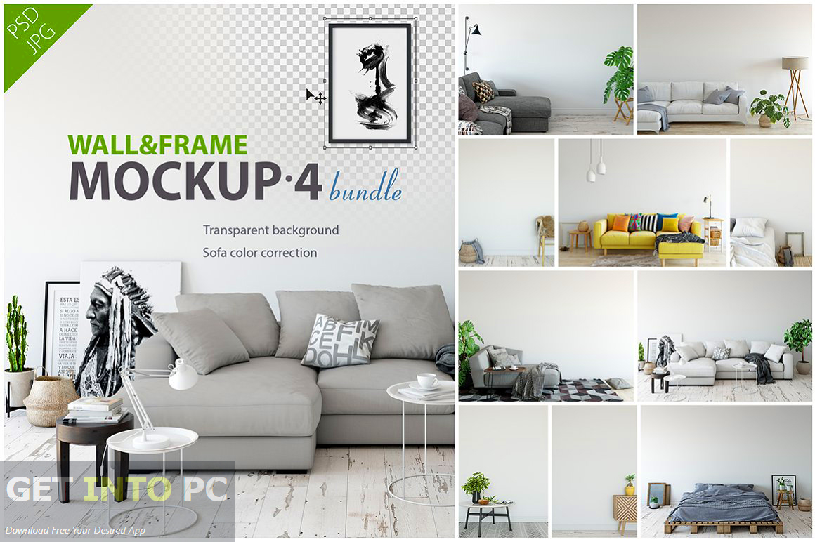 CreativeMarket Wall Frames Mockup Bundle Vol 4 PSD Free Download